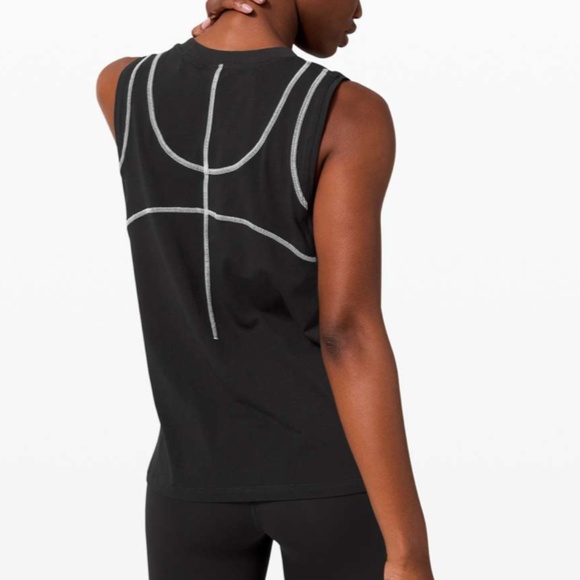 Lululemon LA All Yours Muscle women's black Tank top.  CONT J - Picture 10 of 11